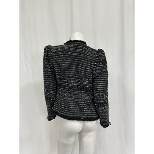 Iro 'Diana' Black Frayed Cotton-Blend Tweed Jacket Size S