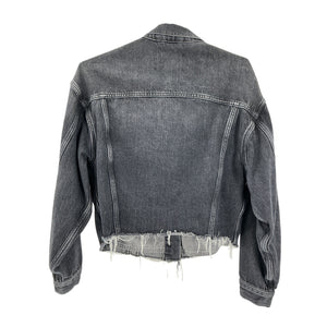 Allsaints Distressed Black Piper Denim Jacket Size 00