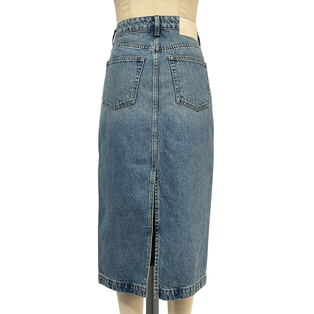 Grlfrnd 'Robin' Blue Cotton Midi Pencil Skirt Size 28