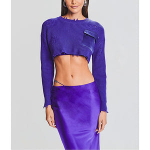 Retrofête 'Cropped' Blue Devin Sweater Size XXS