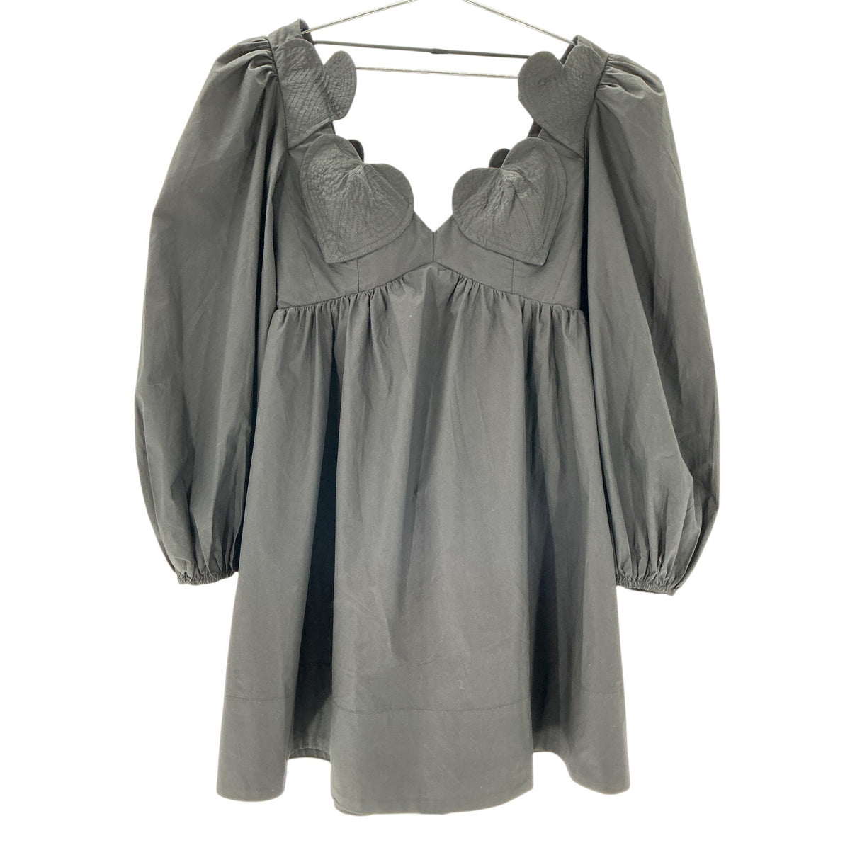 Farm Rio Romantic Black Heart Applique Mini Dress Size XS