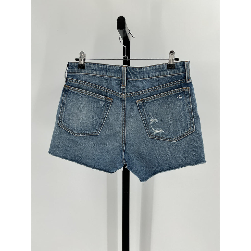 Rag & Bone 'Dre' Blue Cotton Low-Rise Denim Shorts Size 26