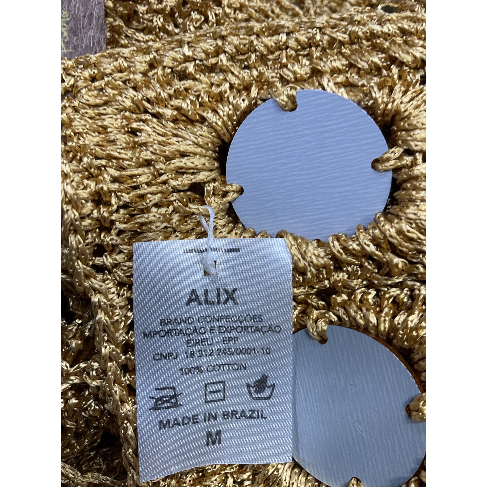 Alix Pinho 'Translucid' Gold Cotton Kimono Size M - NWT
