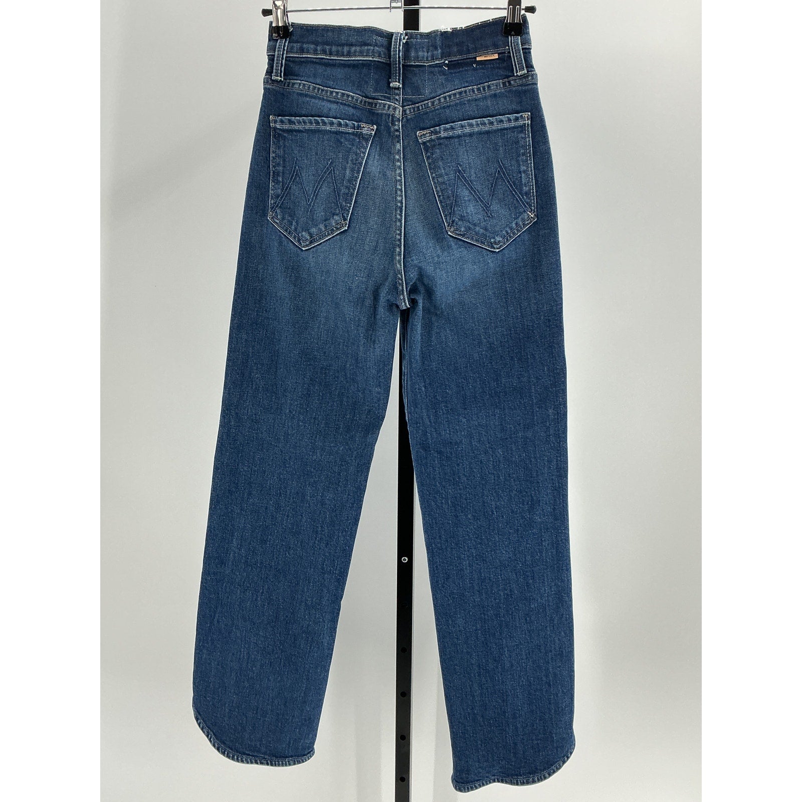 Mother + Net Sustain 'The Rambler' Blue Cotton Zip Matinee Cropped High-Rise Straight-Leg Denim Jeans Size 24
