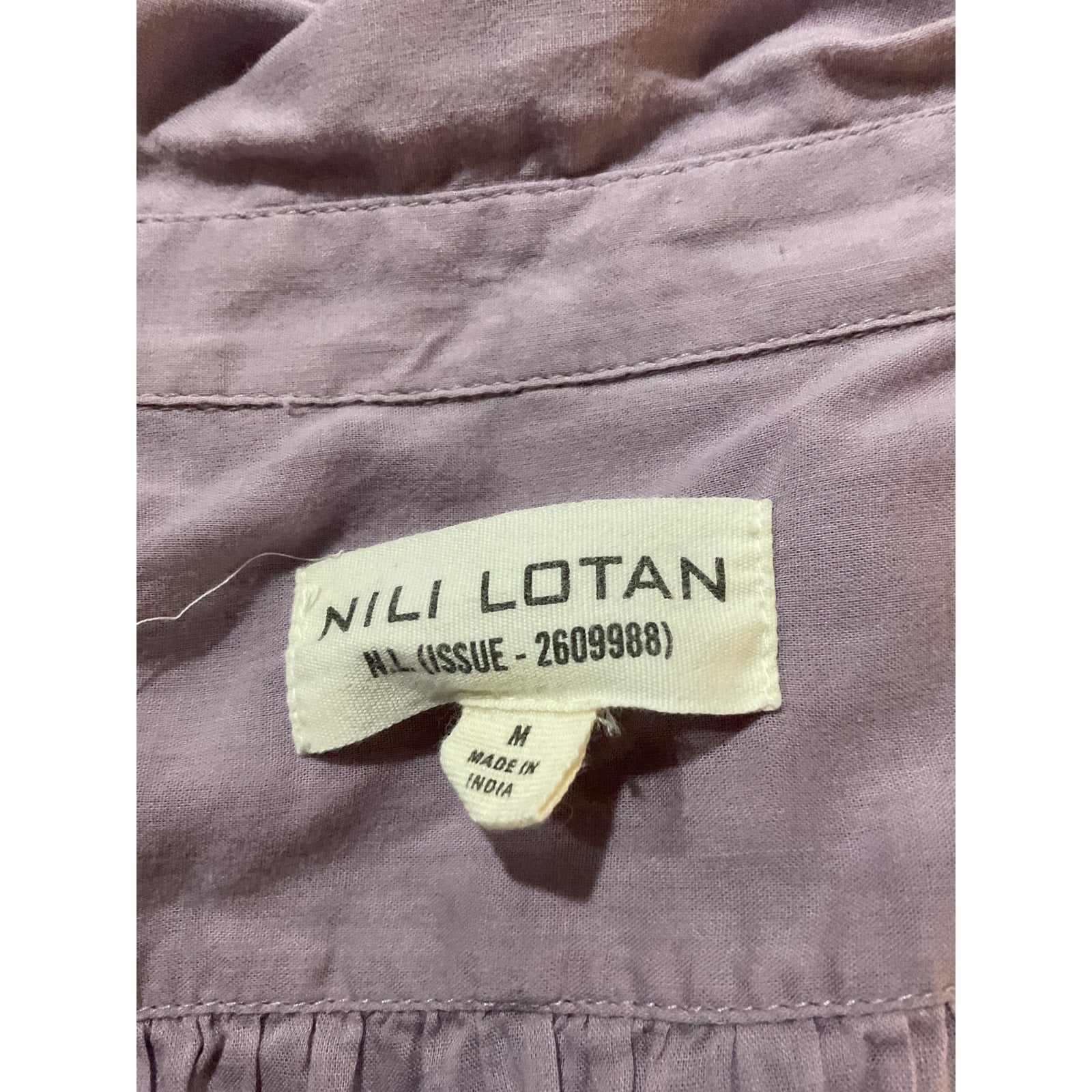 Nili Lotan 'Normandy' Pink Cotton Gathered Yoke Blouse Size M