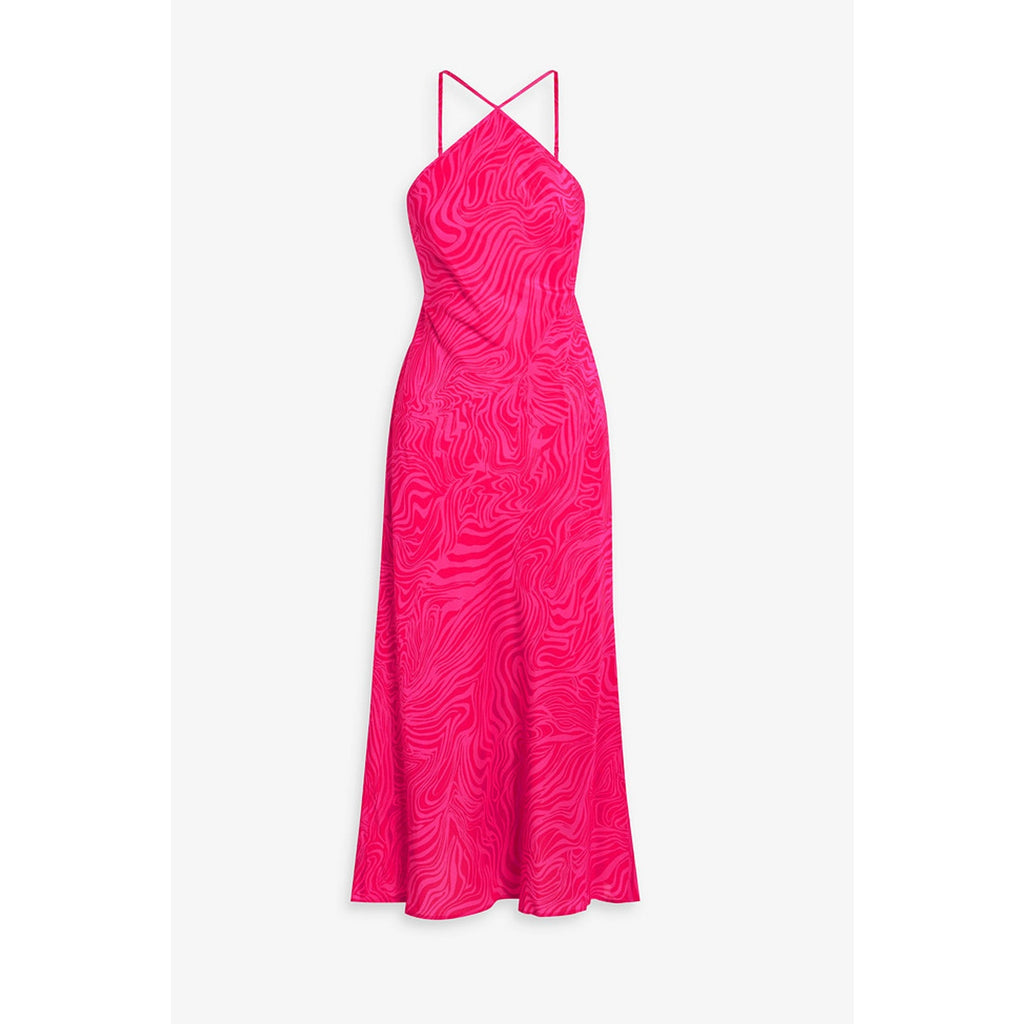 Rixo Opal Printed Pink Silk-Crepe Midi Dress Size S
