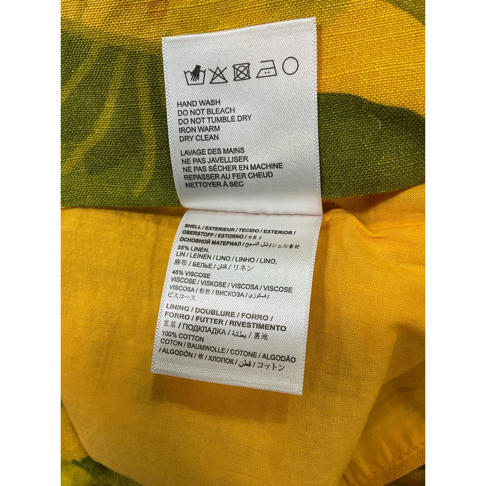 Farm Rio 'Banana' Yellow Linen Blend Leaf Midi Skirt Size S