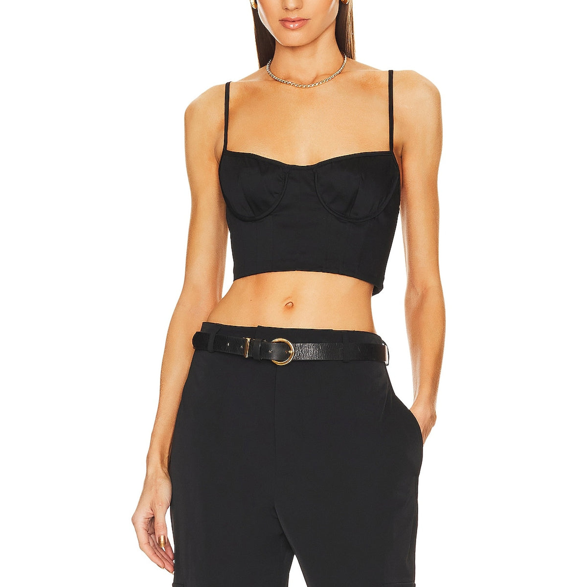 Helsa 'Stretch' Black Cotton Sateen Bustier Size S