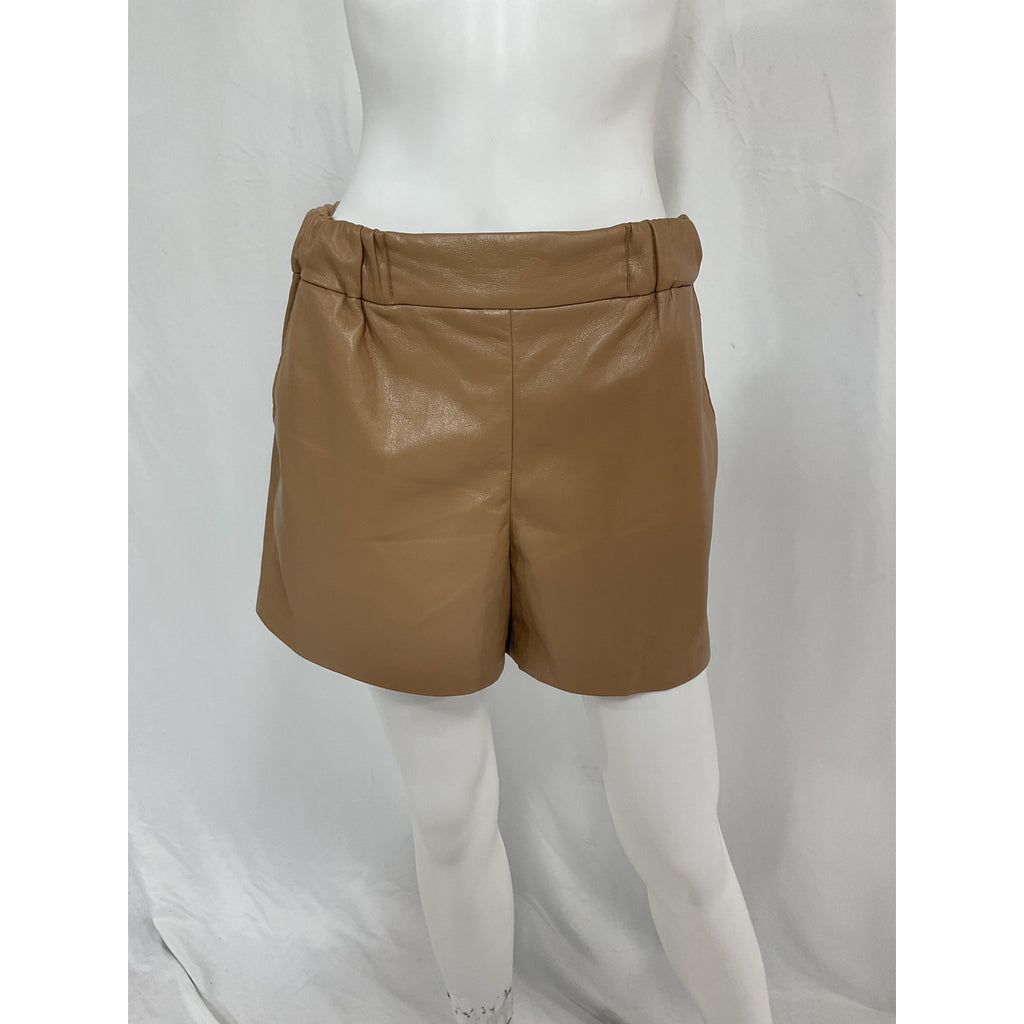 Anine Bing 'Koa' Tan Faux Leather Short Size M