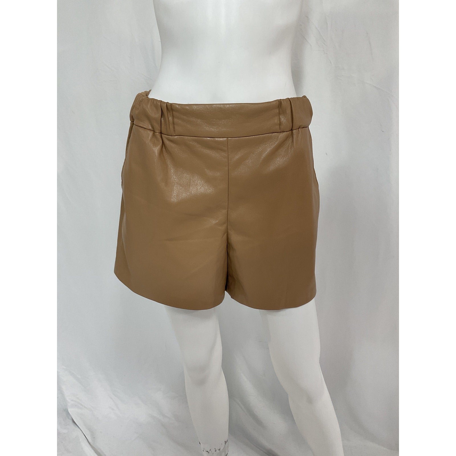Anine Bing 'Koa' Tan Faux Leather Short Size M