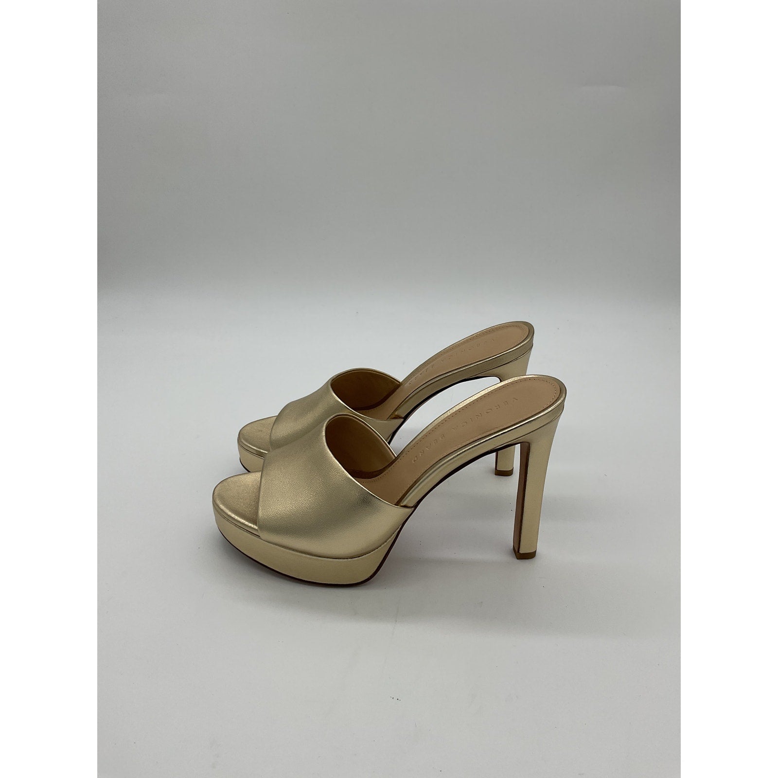 Veronica Beard 'Dali' Gold Leather Platfom Mule Size 6.5