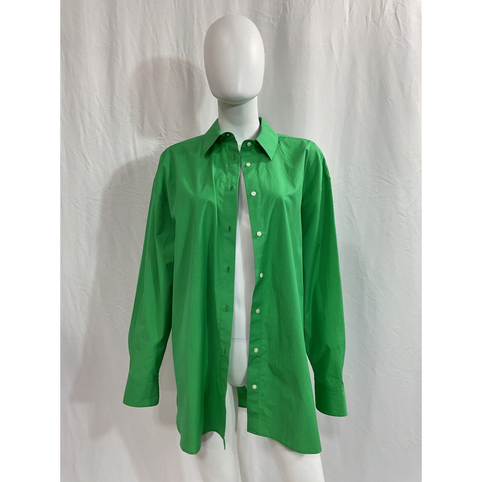 Loulou Studio 'Espanto' Green Poplin Shirt Size S