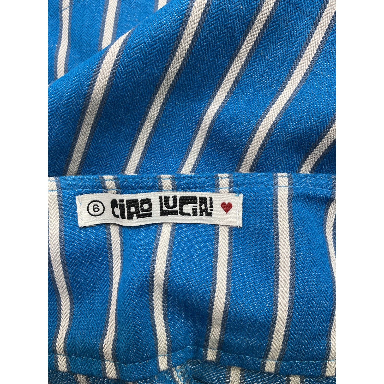 Ciao Lucia 'Paolo' Blue Striped Cotton-Linen Shorts Size 6