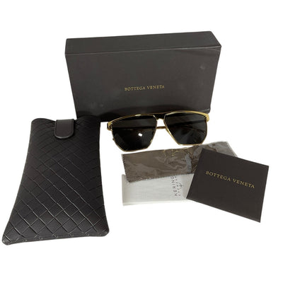 Bottega Veneta Polished Gold D-Frame Sunglasses