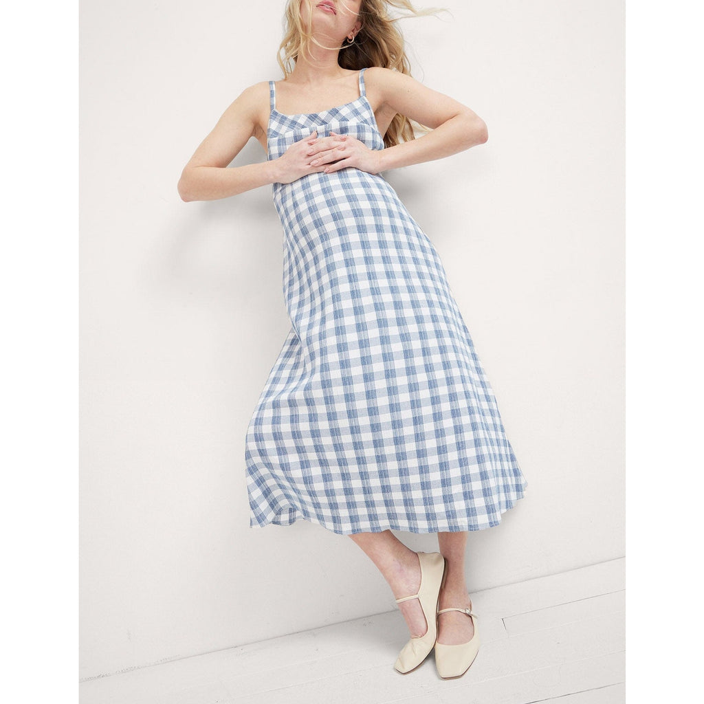 Hatch 'The Nina' White Crinkle Plaid Dress Size 1