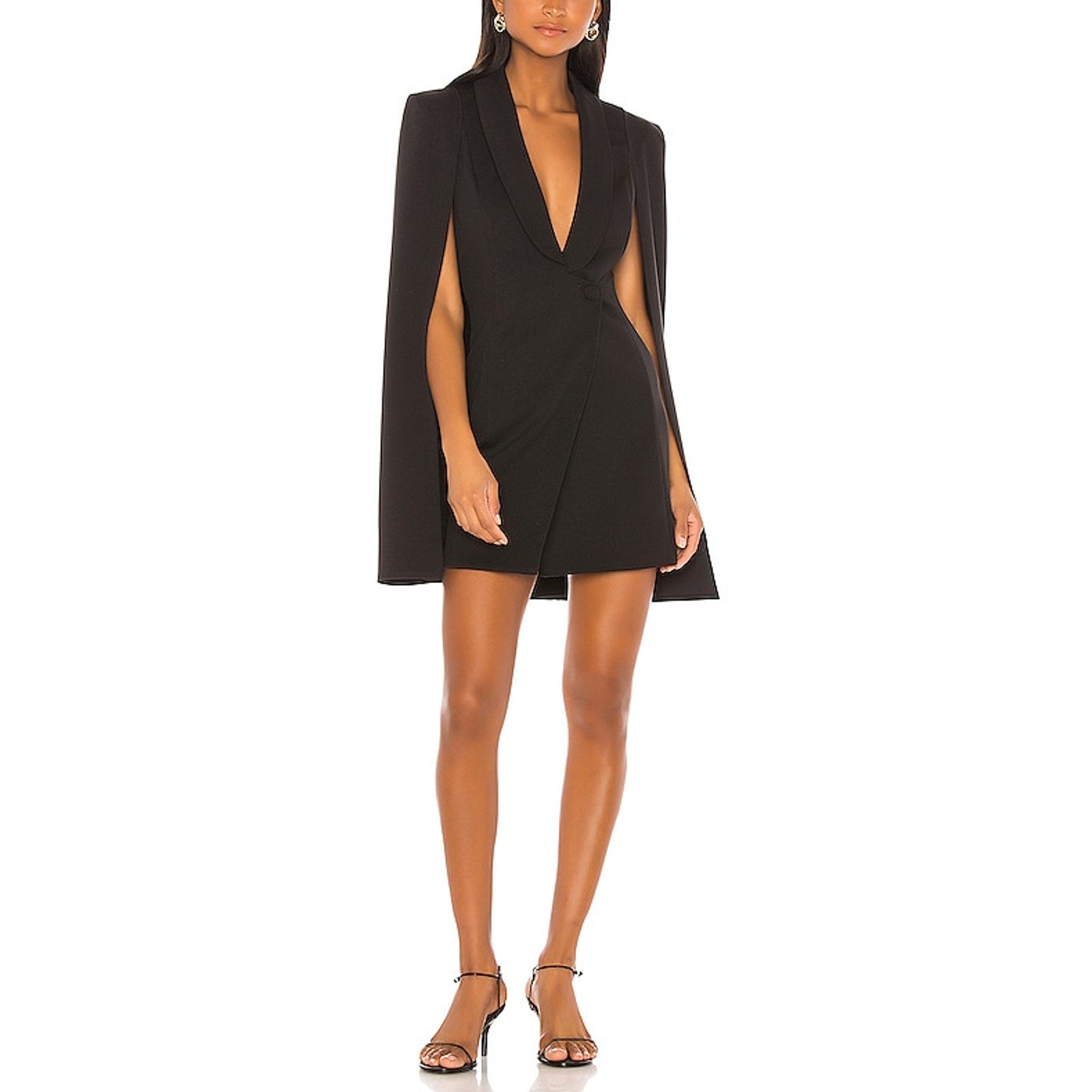 Katie May 'Boss Lady' Black Open Sleeve Mini Cape Dress Size XS