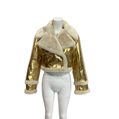 L'academie Plush Gold Elijah Jacket Size S
