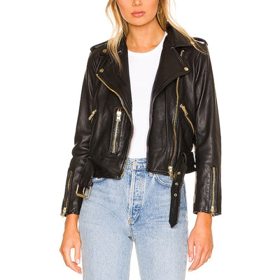 Allsaints Goldtone Black Balfern Biker Jacket Size 0 NWT