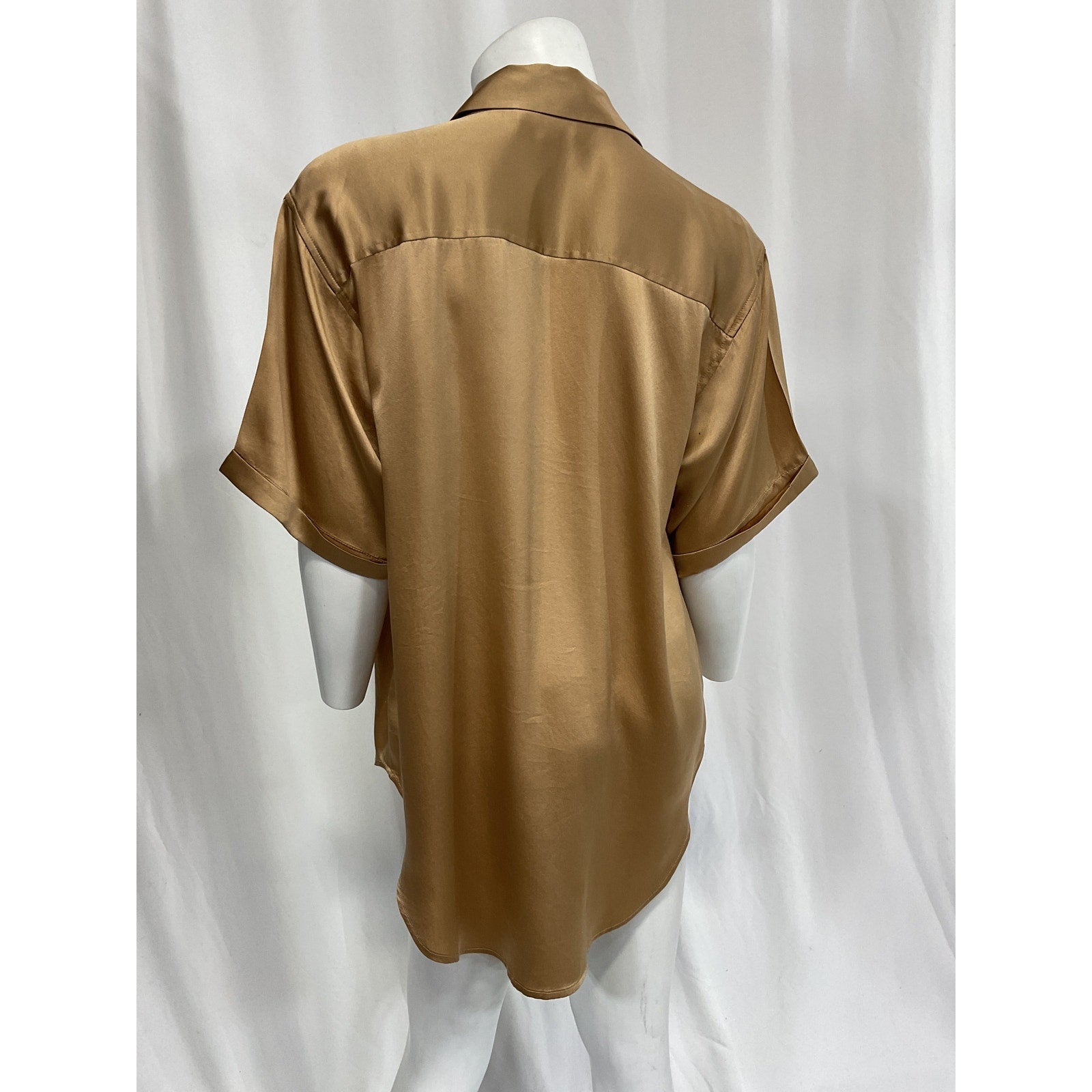 Frankies Bikinis 'Fifi' Beige Short Sleeve Silk Shirt Size S