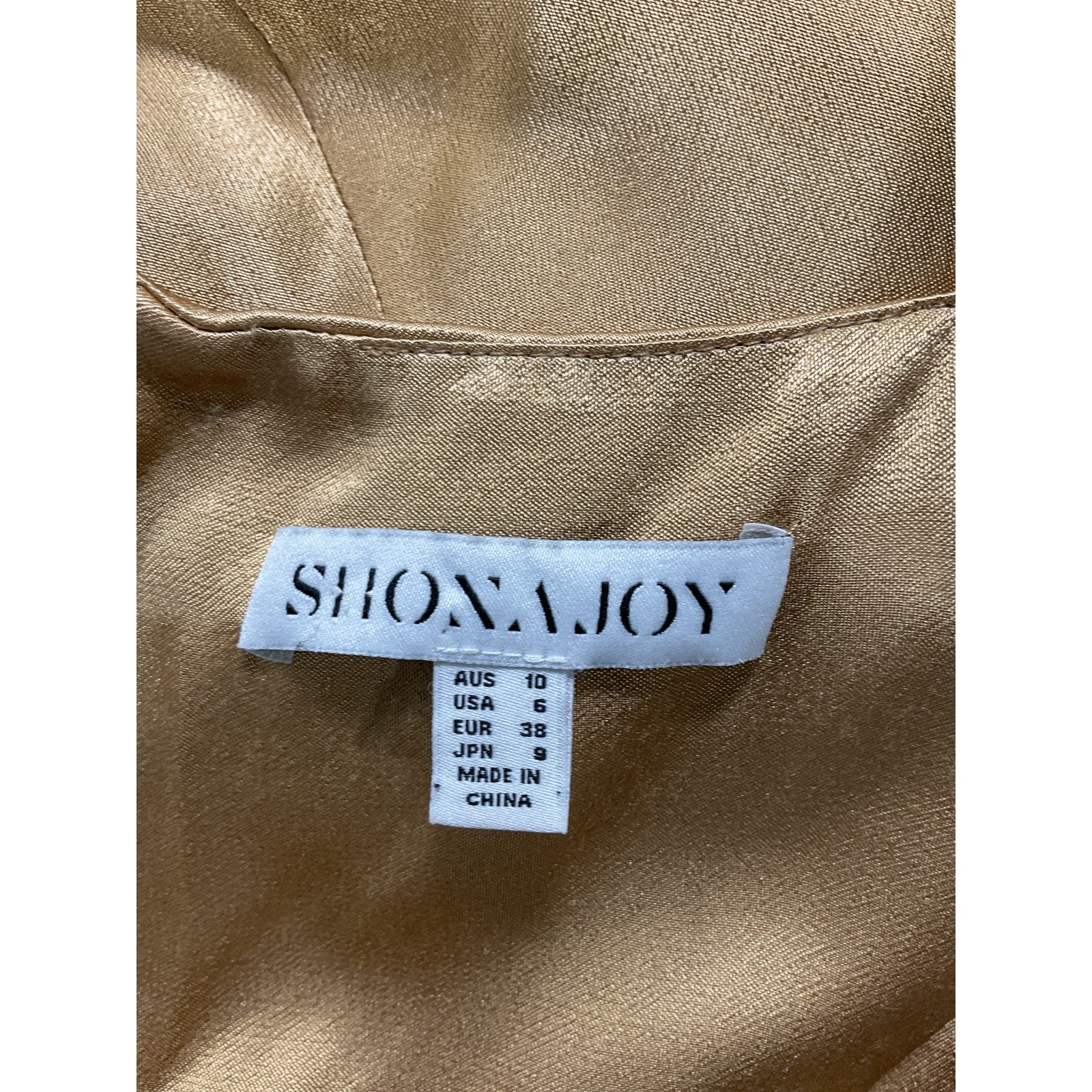 Shona Joy 'Oliviera' Gold Satin Twist Front Midi Dress Size 6