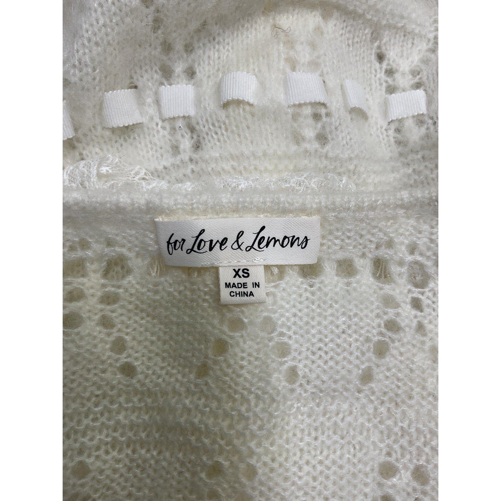 For Love & Lemons 'Jayla' White Acrylic Cardigan Size XS