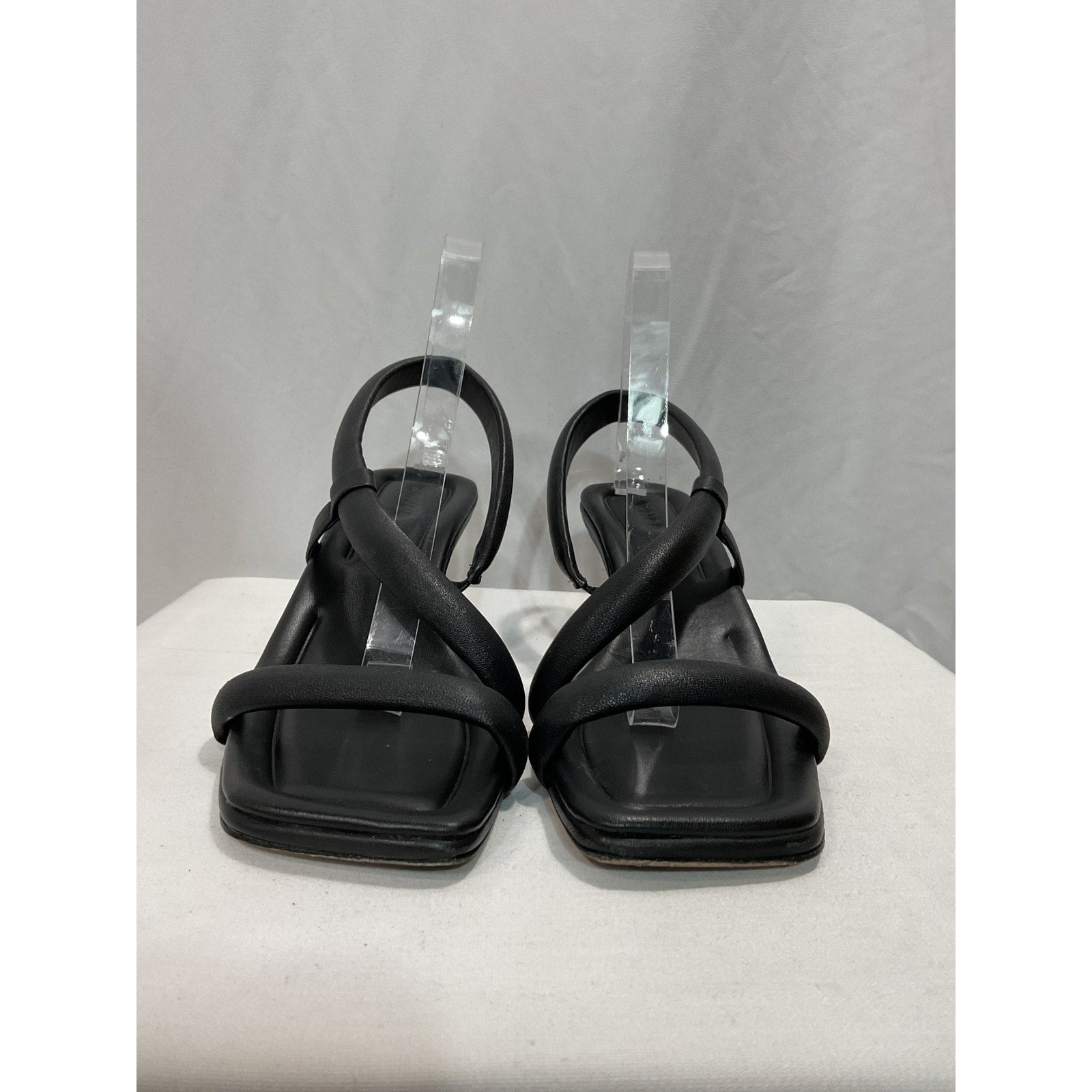 Vince 'Coline' Black Leather Slip On Slingback Mid Heel Sandals Size 9.5