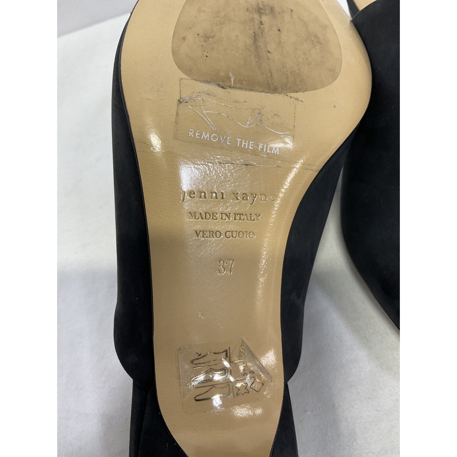 Jenni Kayne 'Oiled' Black Leather Leather Kitten Heel Mule Size 7