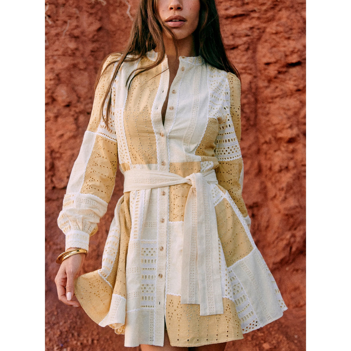 Sézane 'Lou' White Gathered Sleeves Dress Size 14