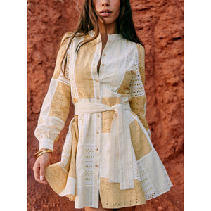 Sézane 'Lou' White Gathered Sleeves Dress Size 14