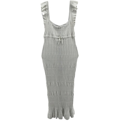 Lpa Smocked White Gracie Midi Dress Size M