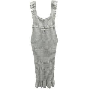 Lpa Smocked White Gracie Midi Dress Size M