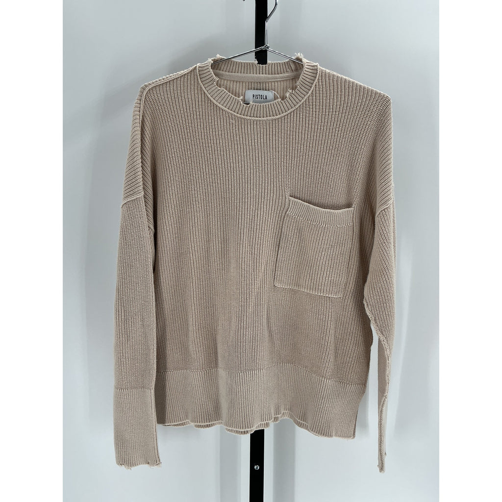 Pistola 'Darya' Beige Cotton Oversized Crewneck Pullover Size S