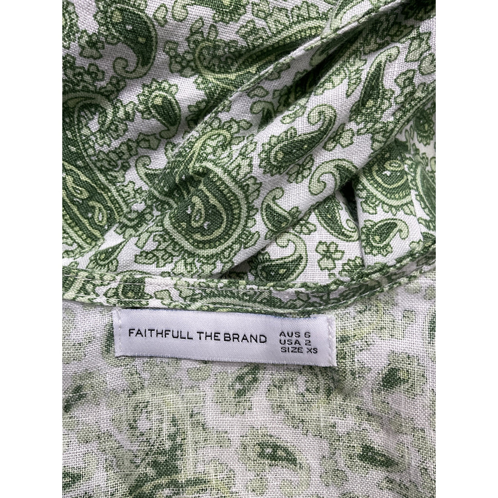Faithfull The Brand 'Jacinta' Green Linen Top Size XS