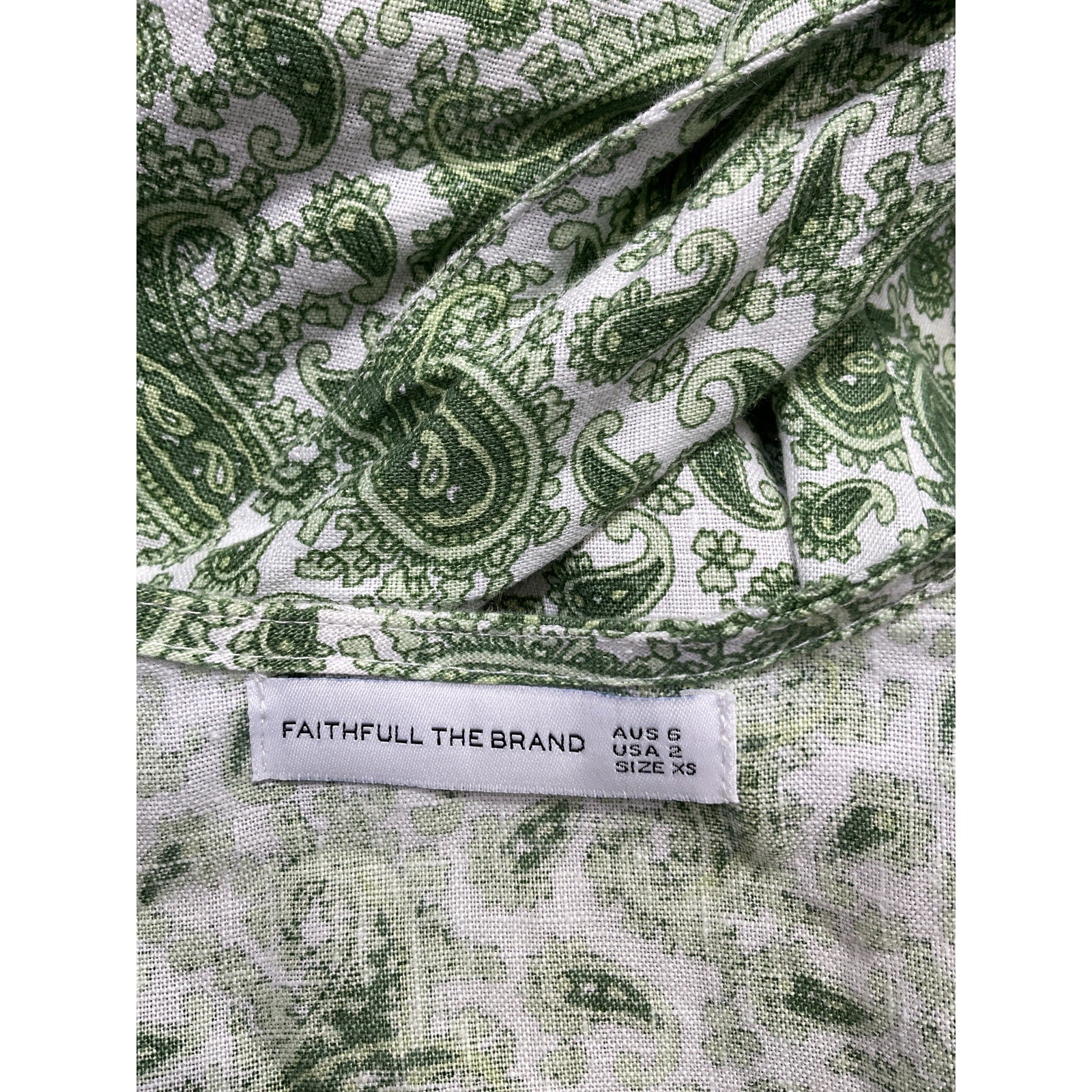 Faithfull The Brand 'Jacinta' Green Linen Top Size XS