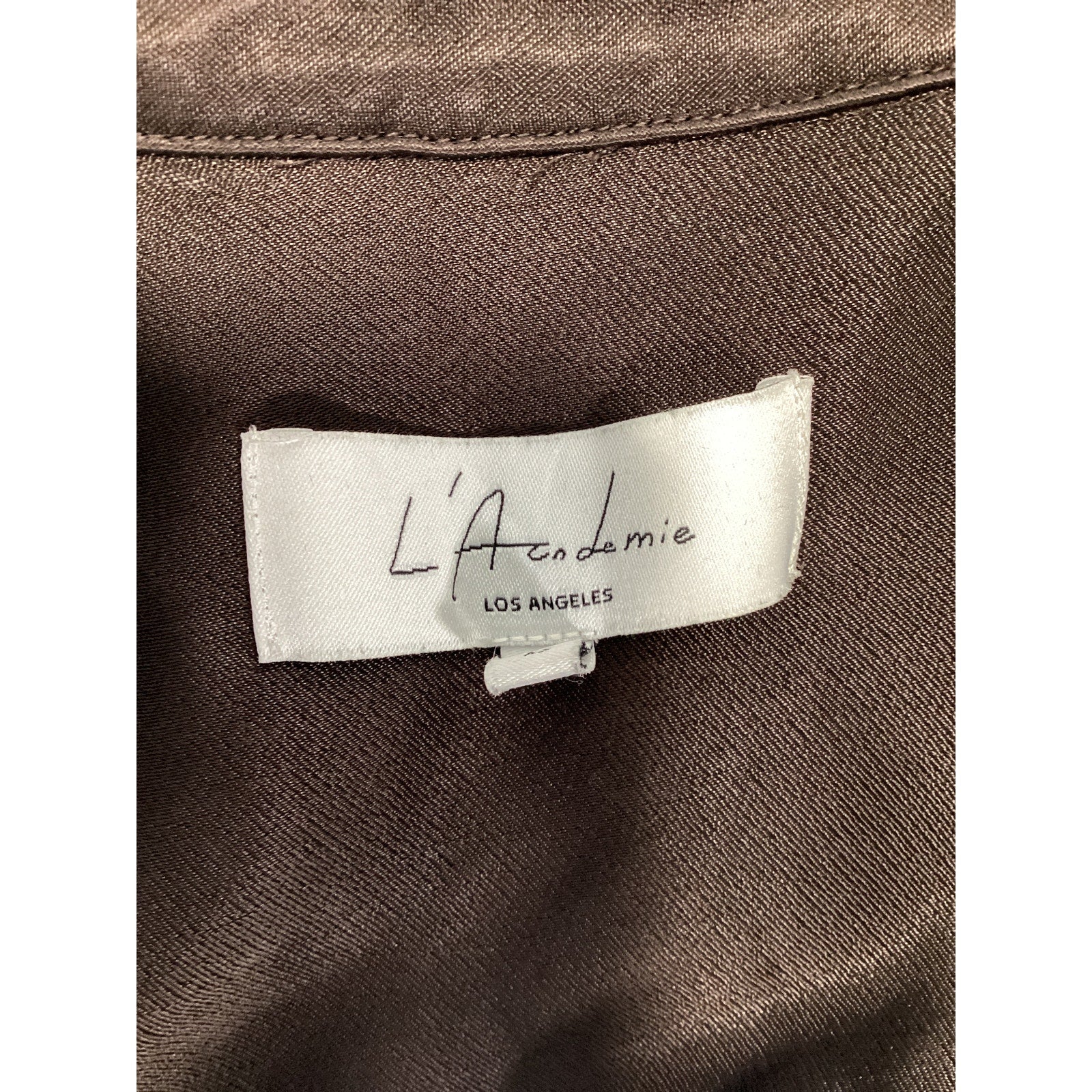 L'Academie 'Jace' Brown Satin Blouse Size XS