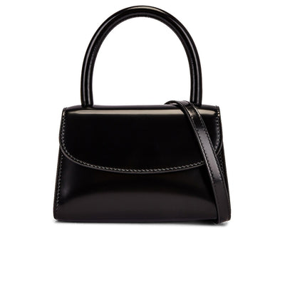 By Far Sleek Black Mini Semi Patent Handbag
