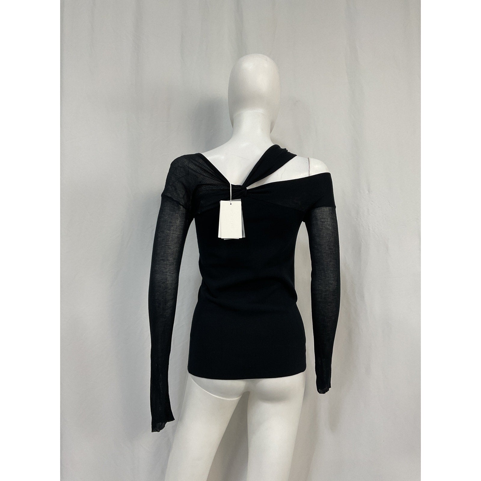 Helmut Lang Black Viscose Long Sleeve Twist Top Size S - NWT