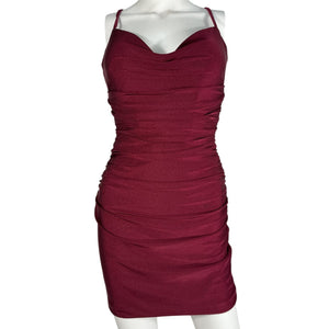 La Femme Ruched Burgundy Sheath Dress Size 0