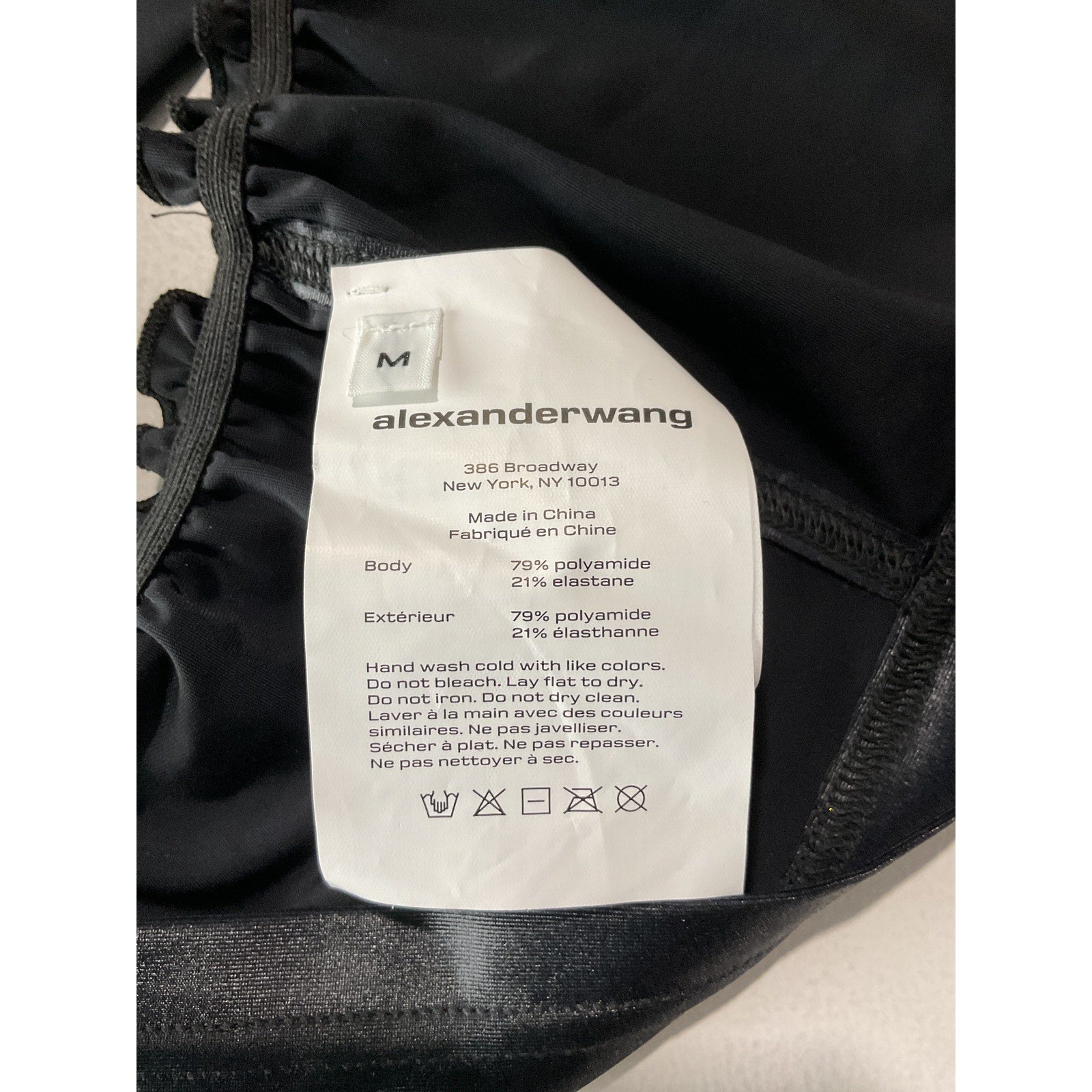 Alexander Wang Ruched Black Polyamide Racerback Cutout Tank Top Size M
