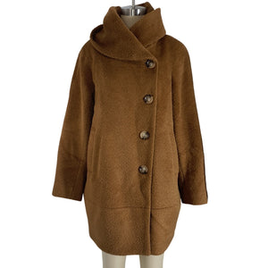 Sofiacashmere Boucle Camel Cocoon Coat Size 6