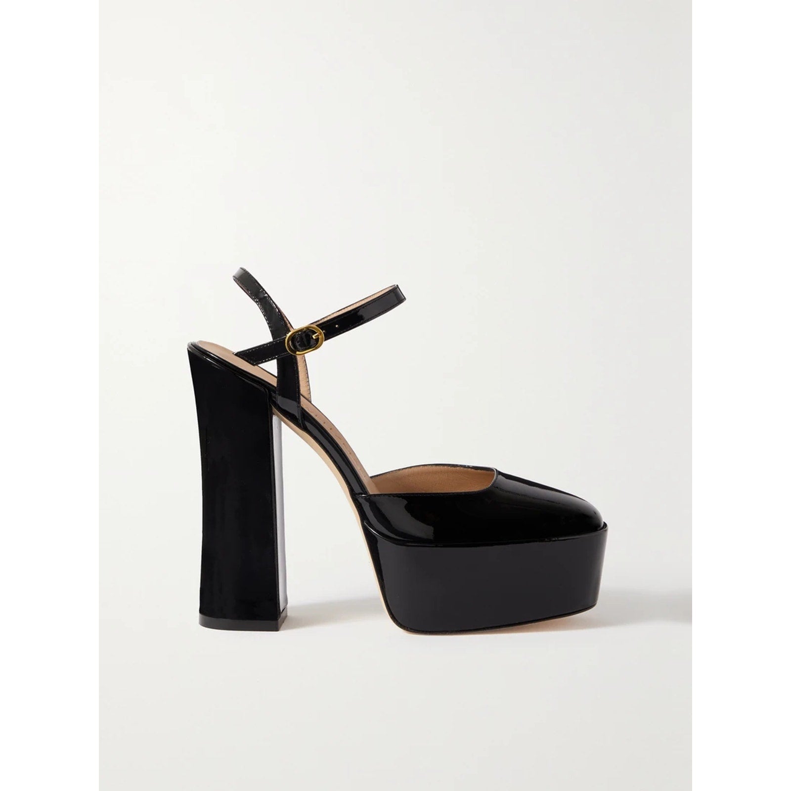 Stuart Weitzman 'Skyhigh' Black Leather Platform Pumps Size 6.5