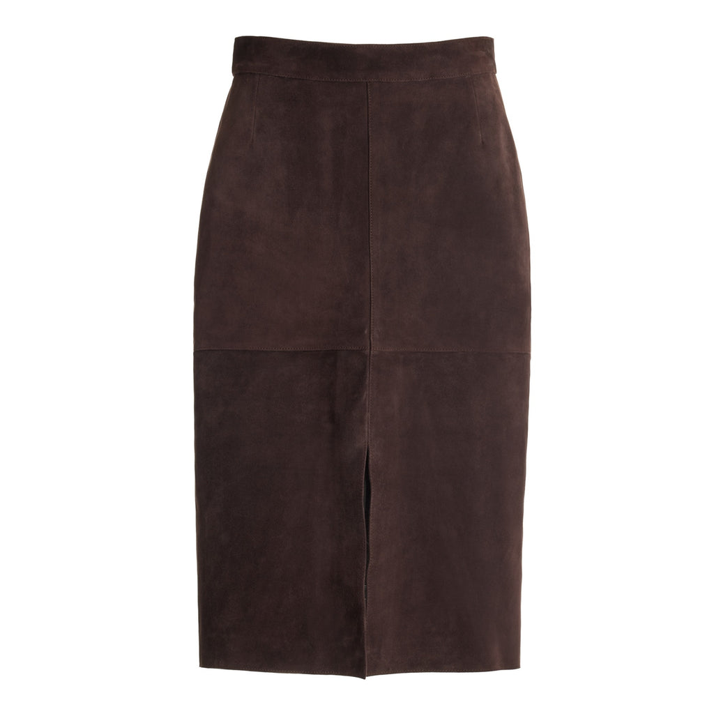 Toteme 'Paneled' Brown Suede Midi Skirt Size 36