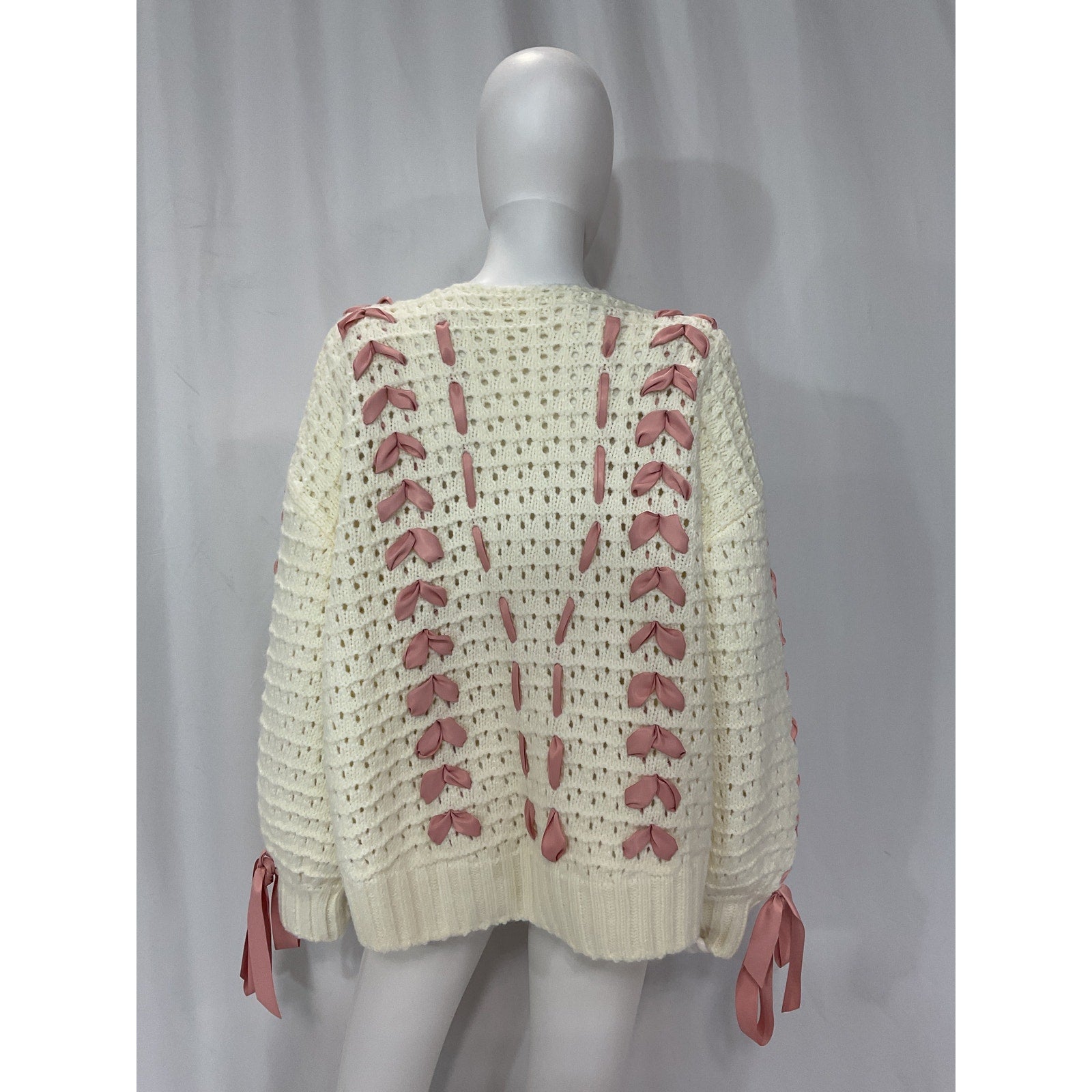 For Love & Lemons 'Laurel' White Satin Oversized Sweater Size M