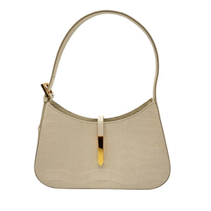 DeMellier Croc Embossed Beige Tokyo Hobo Bag