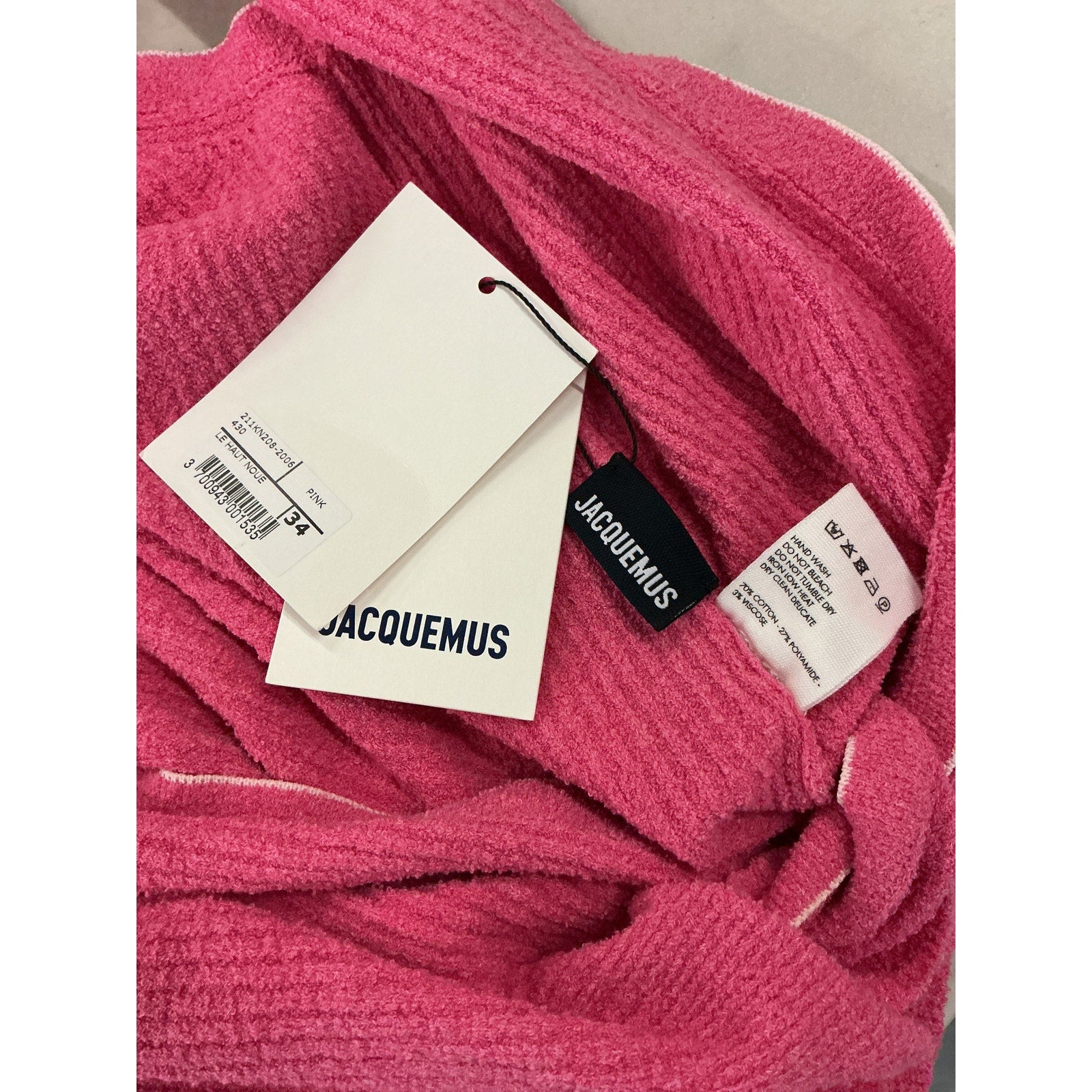 Jacquemus 'Le Haut Noue' Pink Blouse Top Size 34 - NWT