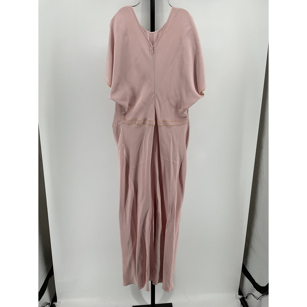 Victoria Beckham Gathered Waist Pink Viscose Midi Dress Size 10 US