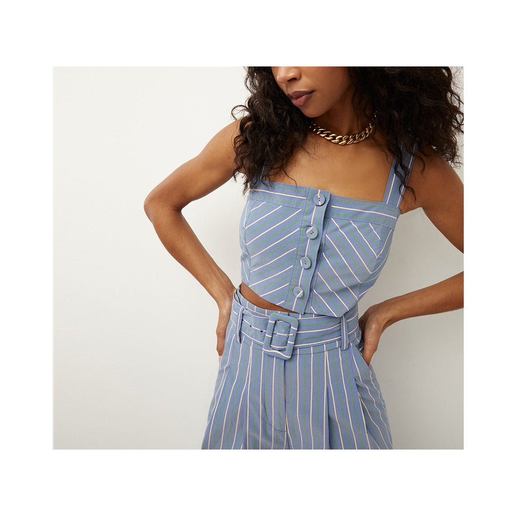 Veronica Beard 'Milton' Blue Striped Crop Top Size 2