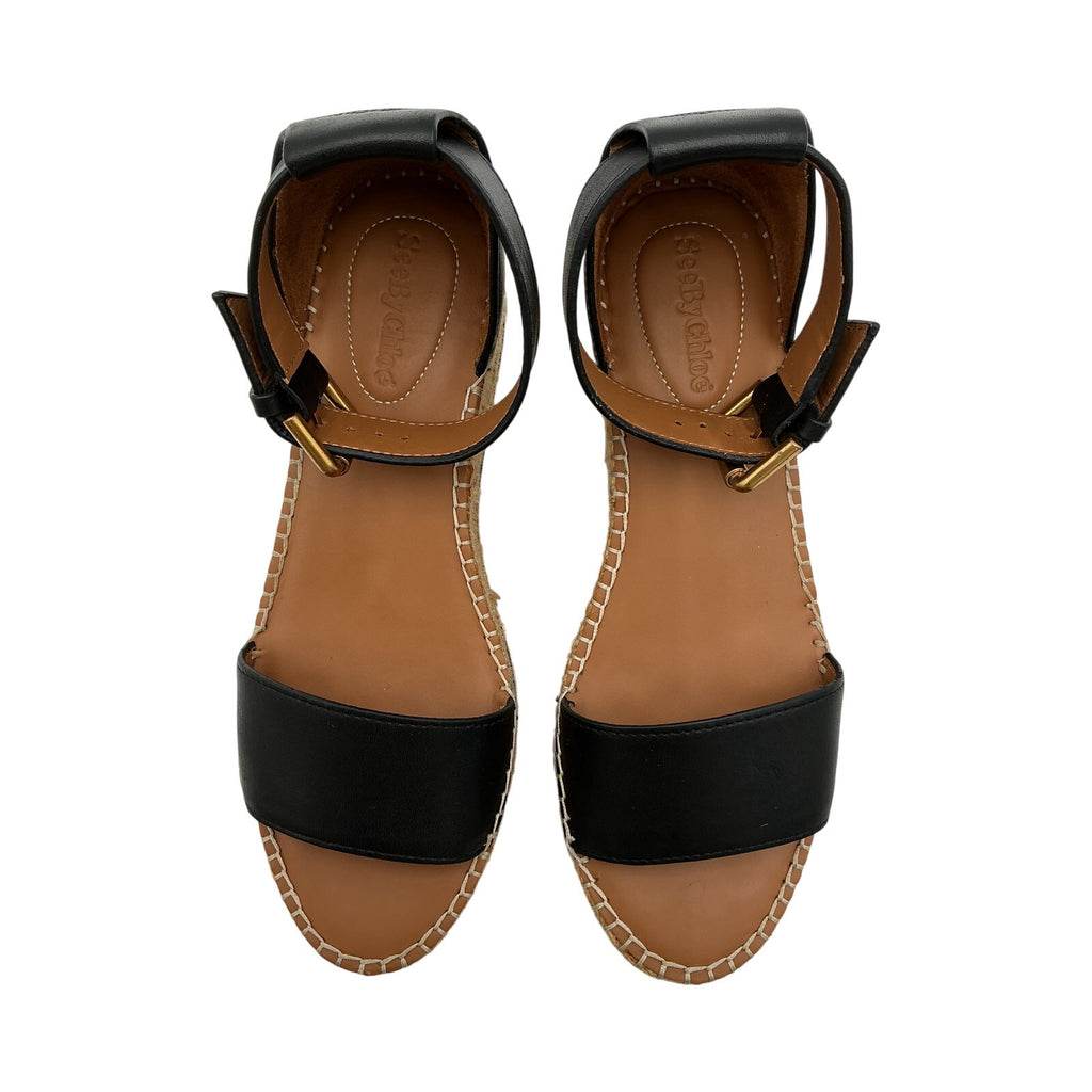 See By Chloe 'Glyn' Black Platform Espadrilles Sandal Size 8