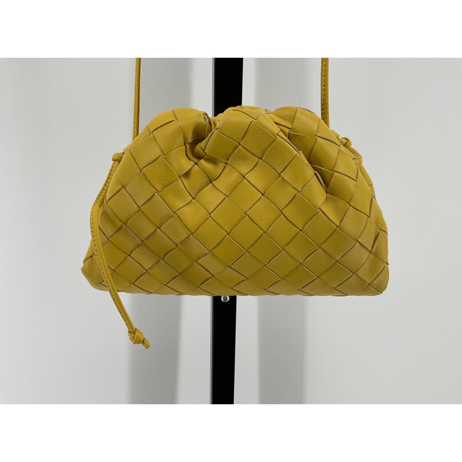 Bottega Veneta Mini Leather Gold Leather Woven Pouch Clutch Crossbody Bag