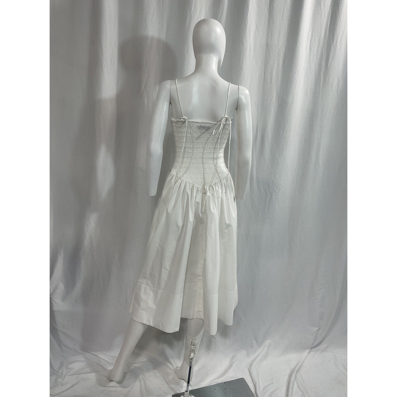 L'Academie 'Armanda' White Cotton Poplin Midi Dress Size M